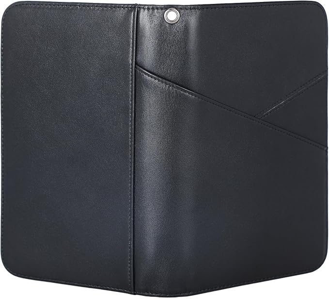 Polare Napa Leather Passport Holder With YKK Zipper RFID Blocking Travel Document Organizer Ticket Holder Cover Case Holds 2 Passports (Black)