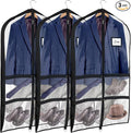 Univivi Clear Black PVC Dance Costume Bags (3 Pack) Garment Bag 40 Inch for Dance Competitions, with 4 Medium Clear Zipper Pockets and 1 Large Back Zippered Pocket [Upgraded Version]