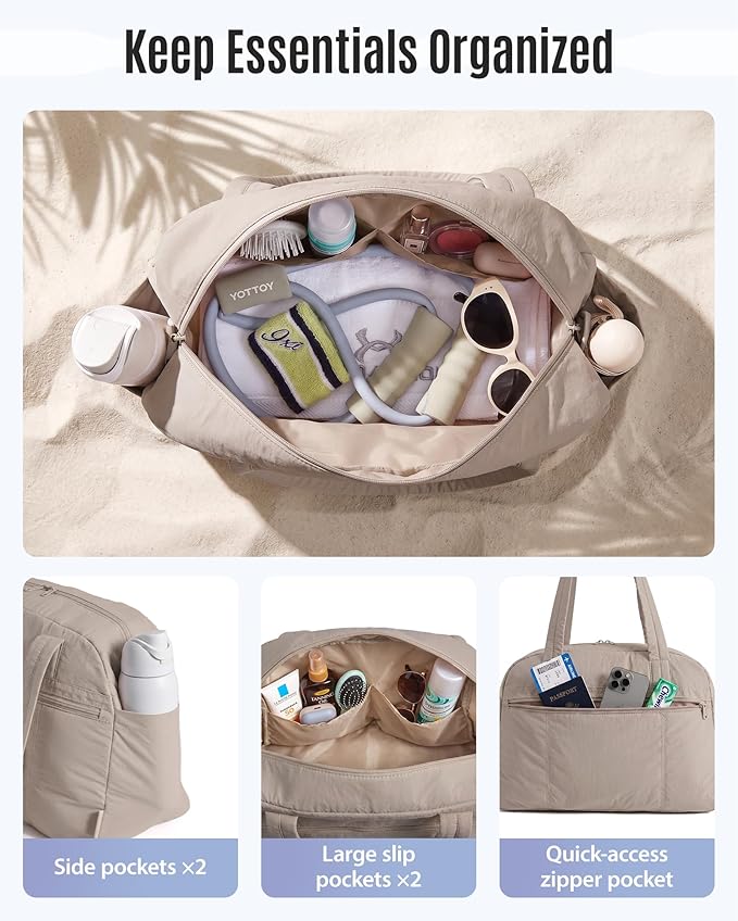 LIGHT FLIGHT Personal Item Travel Bag, Lightweight Gym Bag for Women, 20L Weekender Bag with Toiletry Pouch, Carry on Overnight Dance Bag, Coffee