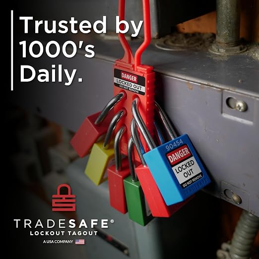 TRADESAFE Lockout Tagout Locks Set - 7 Purple Loto Locks, Lockout Locks Keyed Different, 2 Keys Per Lock, OSHA Compliant Lock Out Tag Out Padlocks, Safety Padlocks for Electrical Lockout Tag Out Kits