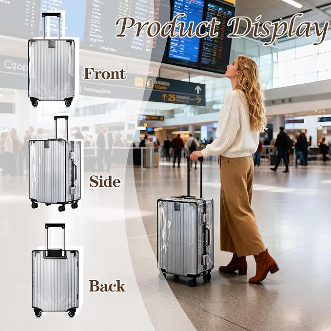3 PCS Clear Suitcase Covers for Luggage, 20" 24" 28" Luggage Protector Suitcase Cover TSA Approved Waterproof Transparent PVC Protector (20"+24"+28")