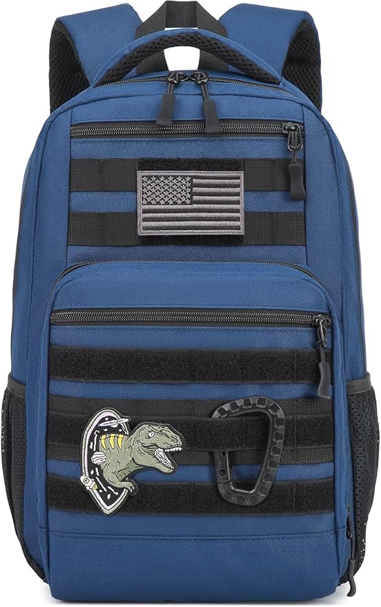 Kids Tactical Backpack Army Molle Bookbag Military Boys Backpack for School, Outdoor, Camping, Blue