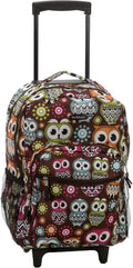 Rockland Double Handle 17" Rolling Backpack, Owl