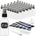 Nevlers Clear Glass Small Spray Bottle 2 Oz 48 Pack Body Spritzer Bottles | Mini Travel Spray Bottle Set with Funnel, Brush, Marker & Labels | Small Atomizer Mist Bottles for Perfume, Face & Hair