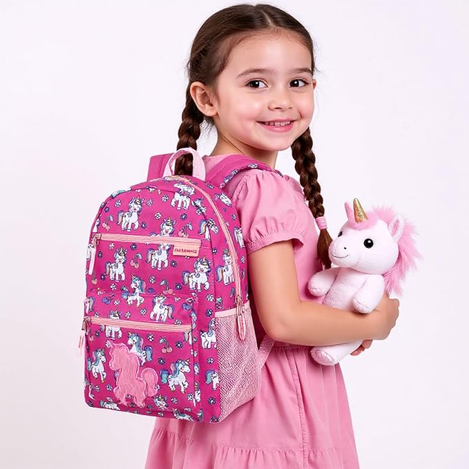 Trail maker 17” Kids Character School Backpacks Plush for Girls with Side Pockets, Padded Straps