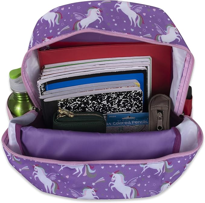 Trail maker 17” Kids Character School Backpacks Plush for Girls with Side Pockets, Padded Straps