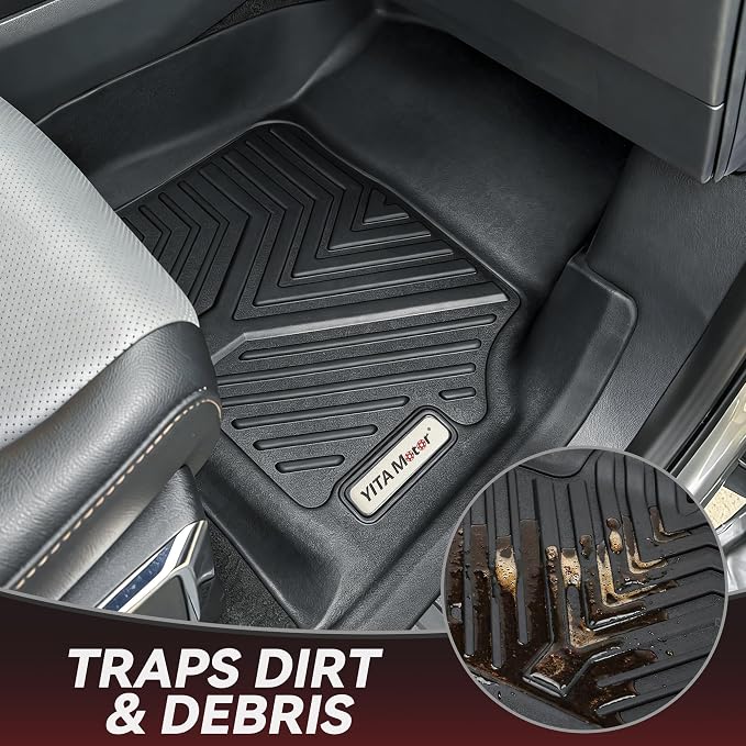 YITAMOTOR Floor Mats Compatible with 2015-2023 Jeep Cherokee (Not fit for Grand Cherokee), Custom Fit Floor Liners, 1st & 2nd Row All-Weather Protection, Black