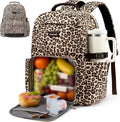 LOVEVOOK Lunch Backpack with Lunch Compartment,15.6Inch Laptop Work Travel Insulated Cooler Backpack Purse,Waterproof College Teacher Lunch Bag Box with Tumbler Holder,Gift for Men Women,Leopard print
