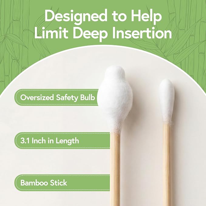 Jenvita 100% Bamboo Cotton Swabs for Ears (500-Pack) - Perfect for Baby & Personal Care | Double-Tipped Ear Swabs Cotton for Makeup & Cleaning | FSC Certified & Hypoallergenic, Made for All Ages & Pet