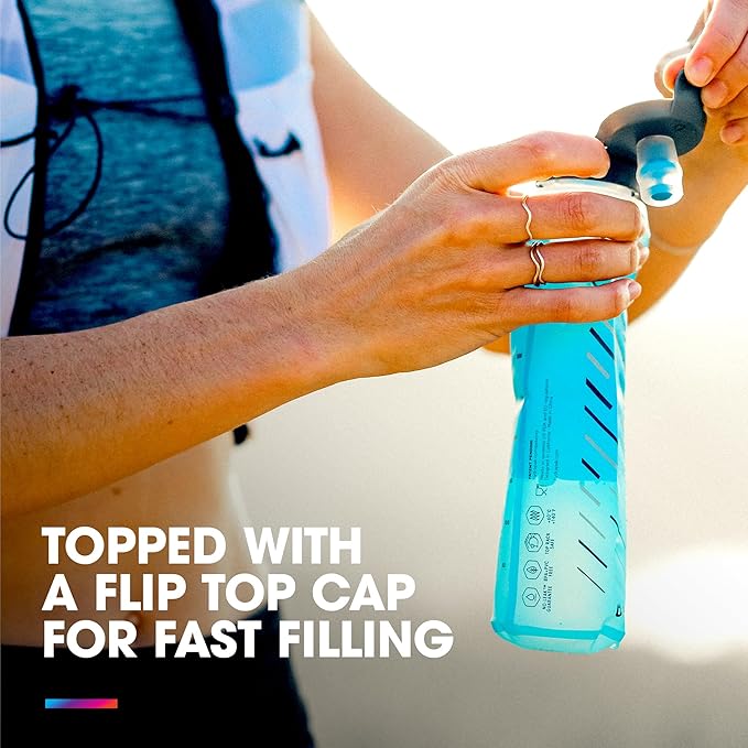 HydraPak UltraFlask Speed - Collapsible Soft Flask Water Bottle for Hydration Vests and Running Packs with Easy Open Cap