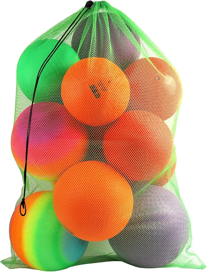 GSE Games & Sports Expert 24x36/30x40 X-Large Mesh Sports Equipment Drawstring Bag for Soccers, Basketballs, Footballs