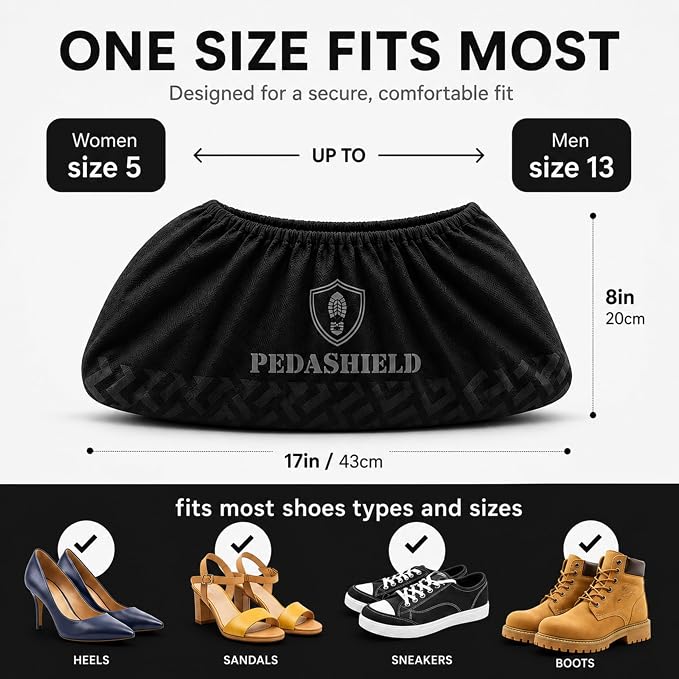 110 Premium Thick Extra Large Disposable Boot & Shoe Covers XL, Non Slip Black Booties, Water Resistant Foot Protectors, Construction Durable 42GSM for Indoors Outdoors, US Men 13, Women 15 | Extra Thick