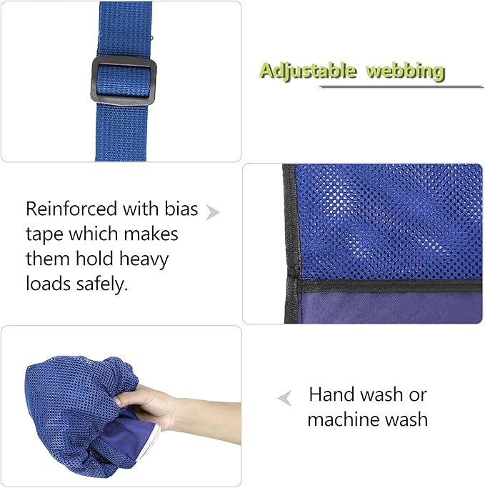 BeeGreen Mesh Drawstring Bag Swim Backpack for Beach Pool Sports Gym Draw String Cinch Bags for Swimming Soccer Basketball Gear Blue