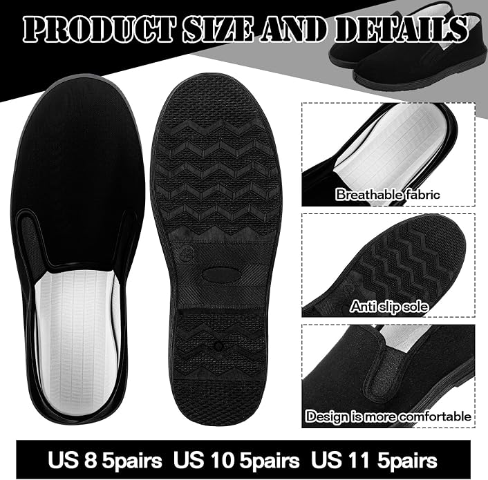 Chicingyou Homeless Care Package Supplies Tennis Shoes Bulk for Homeless Men Women Black Cloth Shoes Bulk Size S M L