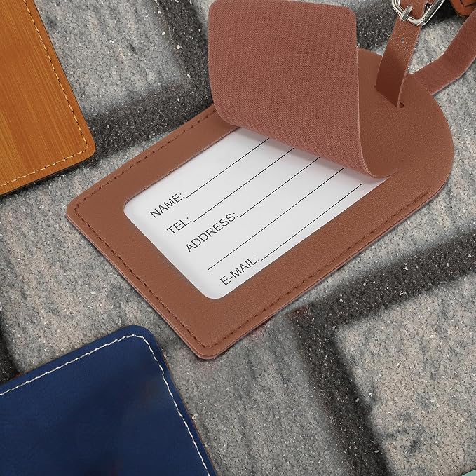 PATIKIL Leather Luggage Tag, 30 Pcs Luggage Tags Pu Bag Tags for Suitcases Airplane Travel Essentials, Brown