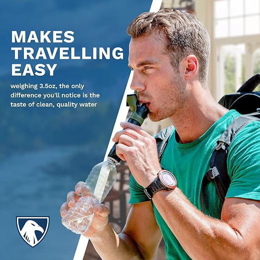 Survivor Filter Emergency Water Filter Straw – USA-Tested – 0.05 Micron Filtration – Portable Outdoor Water Filteration for Camping & Hiking - No Expiration