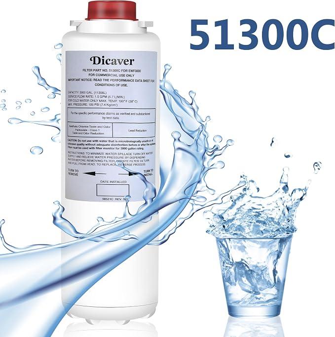 51300C Filters 9", Replacement for Elkay 51300C EWF3000 Filter NSF/ANSI 42 Certified, Compatible with Ezh2o Filter Replacement Bottle Stations,High Capacity 51300C 3000 Gallon (No Chip)
