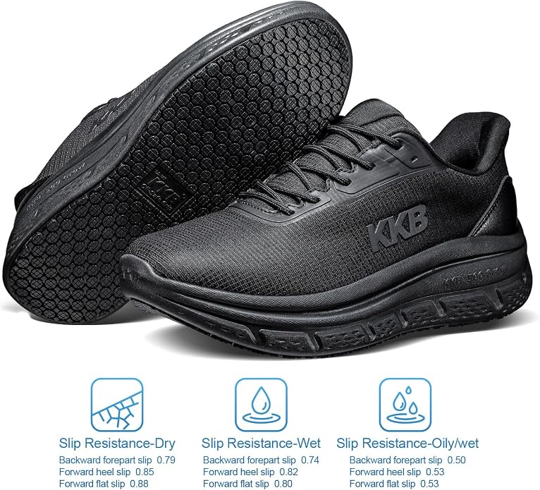 Non Slip Work Shoes Women Easy Slip Walking Shoes for Women Waterproof Sneakers for Restaurant Kitchen Nursing with Arch Fit Support Orthopedic