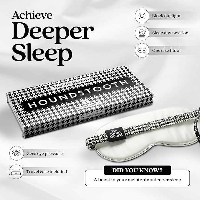 TheSleepGuard Pure Silk Sleep Mask [100% 6A Mulberry Silk, 22 Momme] Light Blocking Travel Essentials. Eye Masks for Sleeping. Black Oeko-Tex Blindfold. Eye Covers for Men & Women