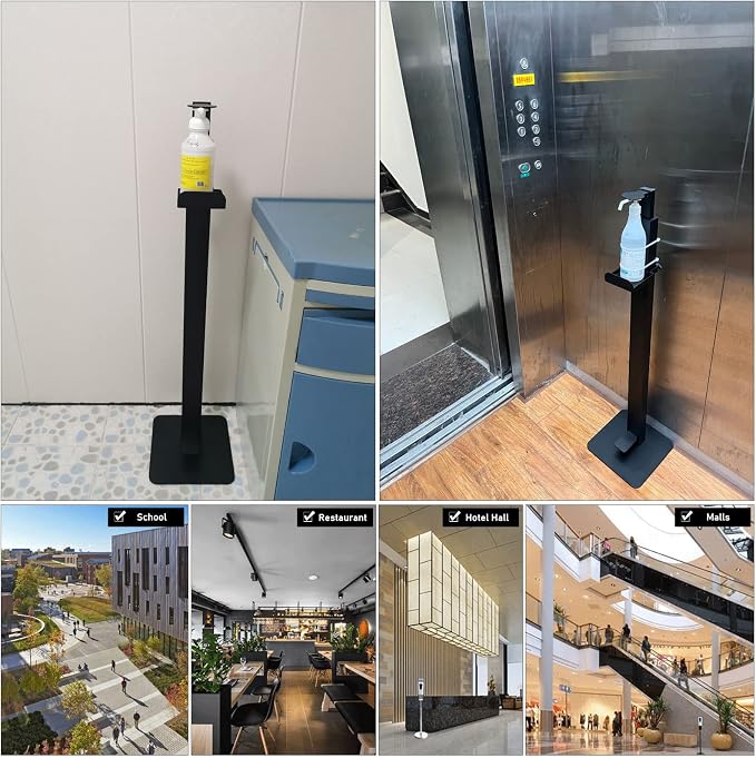 LXLZYXSF Restroom Portable Soap Dispenser Floor Stand Hand Sanitizer Dispenser Holder Foot Pedal Operated, with Adjustable Height Tray, School Malls Restaurant