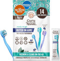 GuruNanda Disposable Travel Toothbrushes with Toothpaste & Toothpick, Prepasted Ready-to-Use Mini Toothbrushes, Fluoride-Free, No Rinse, Soft Bristles, Individually Wrapped, 14 Ct
