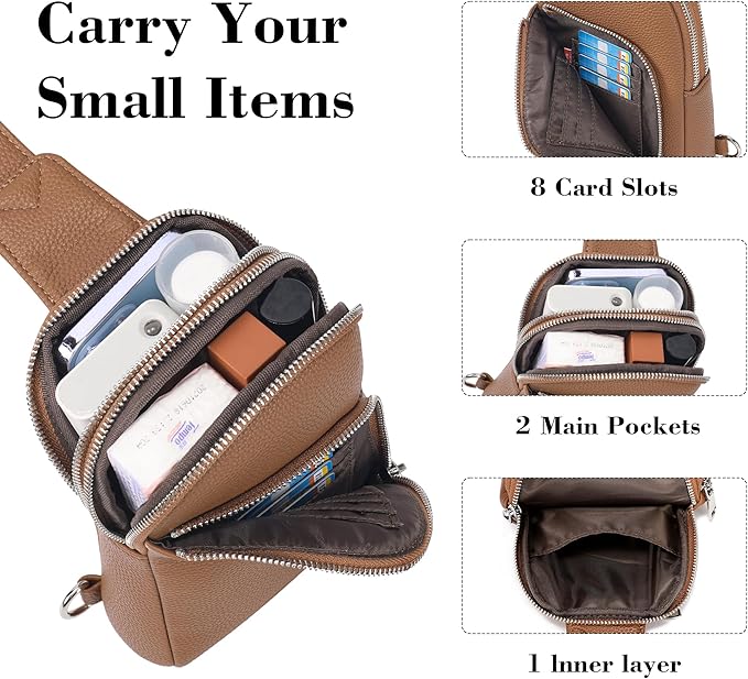 INICAT RFID Blocking Sling Bag, Anti Theft Crossbody Bag for Women Compact Travel Purses Vegan Leather