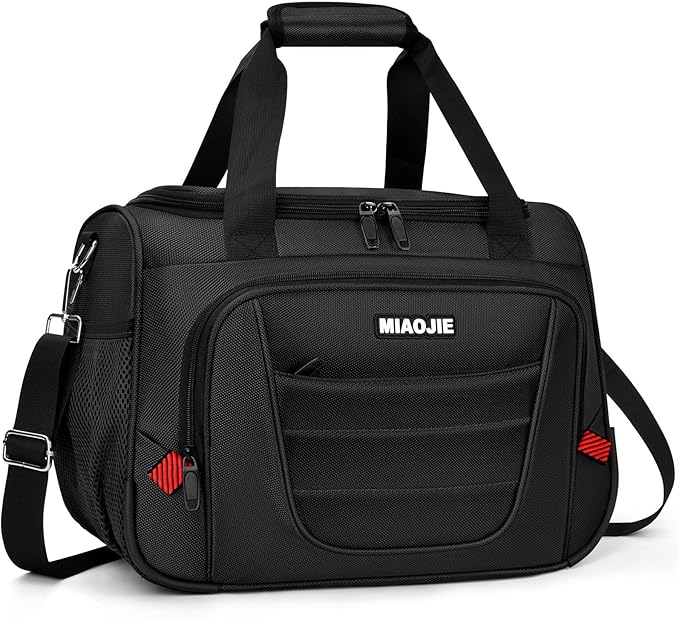 Underseat Carry On luggage Bag Airplanes Personal Item Bags Weekender Overnight Travel Tote Bag Shoulder Small Softside Carry on Luggage Travel Duffel Bags For Men Women -18 IN Black