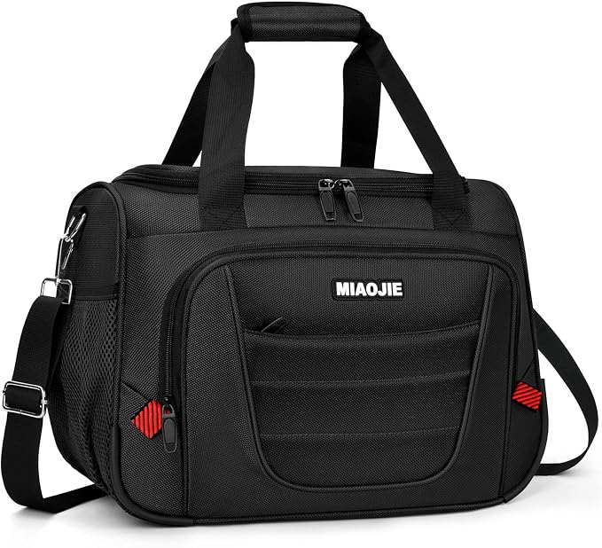 Underseat Carry On luggage Bag Airplanes Personal Item Bags Weekender Overnight Travel Tote Bag Shoulder Small Softside Carry on Luggage Travel Duffel Bags For Men Women -16 IN Black