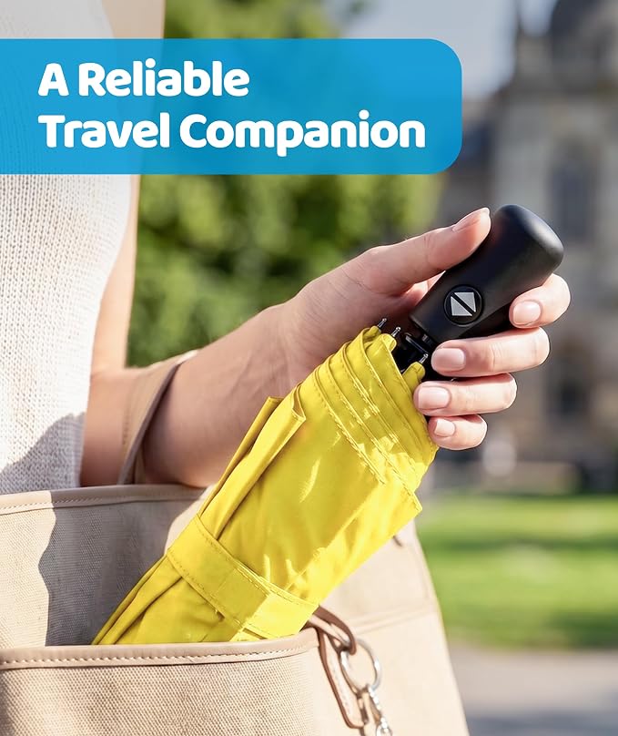 Rain-Mate Windproof Compact Umbrellas for Rain - Strong Reinforced Fiberglass Rib Design & Auto Open & Close - Portable Folding Travel Umbrella - Lightweight & Packable for Women & Men, Easy Collapse