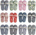 12 Pairs Floral Cotton House Slippers Washable Indoor Cotton Slippers Open Women Toe for Airplane Travel Hotel Guest Spa,2 Sizes
