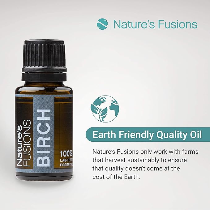 Nature’s Fusions Sweet Birch Essential Oil for Pain, Muscle Relief and Skin Care - 3rd Party Tested - Guaranteed 100% Pure and Natural Therapeutic Grade 15ml - Aromatherapy and Topical