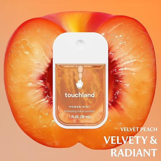 Touchland Hydrating Hand Sanitizer Spray – Juicy Trio Set (Wild Watermelon, Velvet Peach, Berry Bliss) – 3 x 1 FL OZ Travel Size Mists