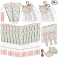 Leelosp 24 Sets Tea Party Hand Cream and Lip Balm Gift for Women Bulk Pink Floral Travel Size Hand Lotion Lip Balm Nail File Gifts Set Bridal Shower Wedding Party Supplies for Guests