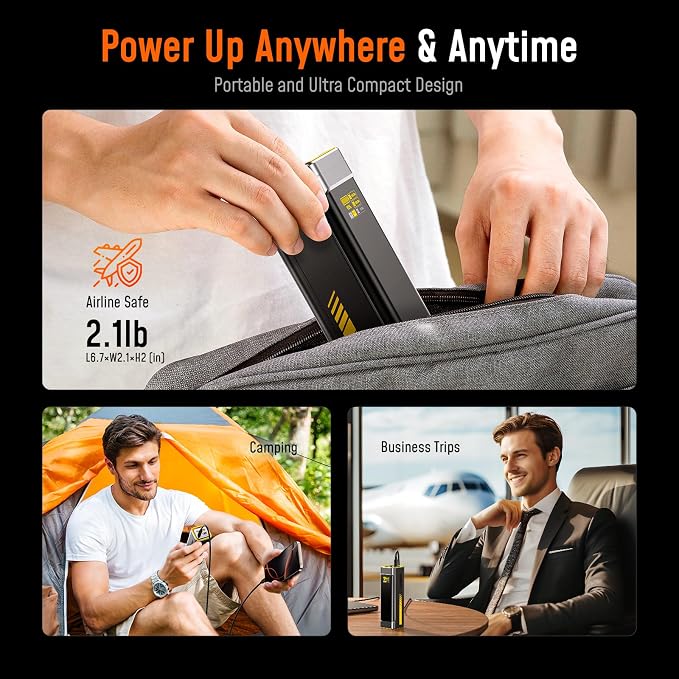 AOHI 240W Laptop Power Bank 27600mAh Portable Fast Charger (99.3wh), Airline-Compliant, 140W PD 3.1 Large Battery Pack The Future Starship for MacBook, iPad iPhone 16 Pro Max,Galaxy,Steam Deck, Grey