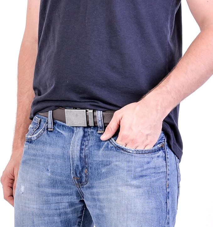 Mission Belt Men's Leather Ratchet Belt, 40mm Metal Collection