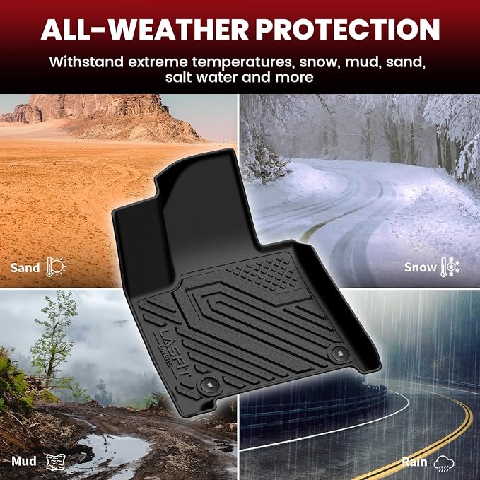 Lasfit Floor Mats & Backrest Mats & Cargo Mat for Hyundai Santa Fe Hybrid 2026 2025 2024 (Not Fit Gas), All Weather TPE Custom Fit Floor Liners with Full Set Car Mats & Trunk Mats Accessories, Black
