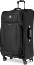 Skyway Epic Softside Large Checked Luggage - Lightweight Suitcase with Wheels | TSA Approved Travel Bag | Spinner Suitcase | Large Luggage Set with Telescoping Handle, 28 inch, Black