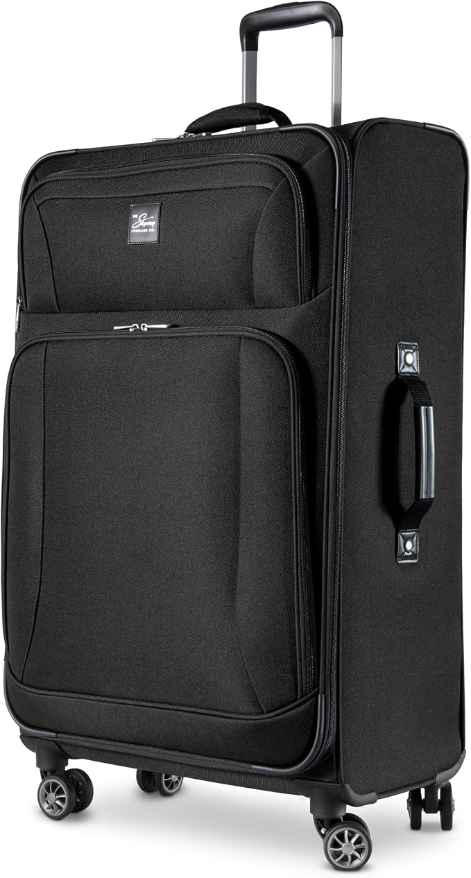 Skyway Epic Softside Large Checked Luggage - Lightweight Suitcase with Wheels | TSA Approved Travel Bag | Spinner Suitcase | Large Luggage Set with Telescoping Handle, 28 inch, Black