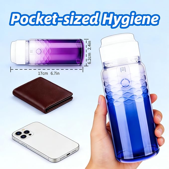 Portable Bidet for Travel & Postpartum Care - 320ML Handheld Peri Bottle with 3 Pressure Settings & 800mAh Battery, IPX6 Waterproof for Women Hygiene and Outdoor Use