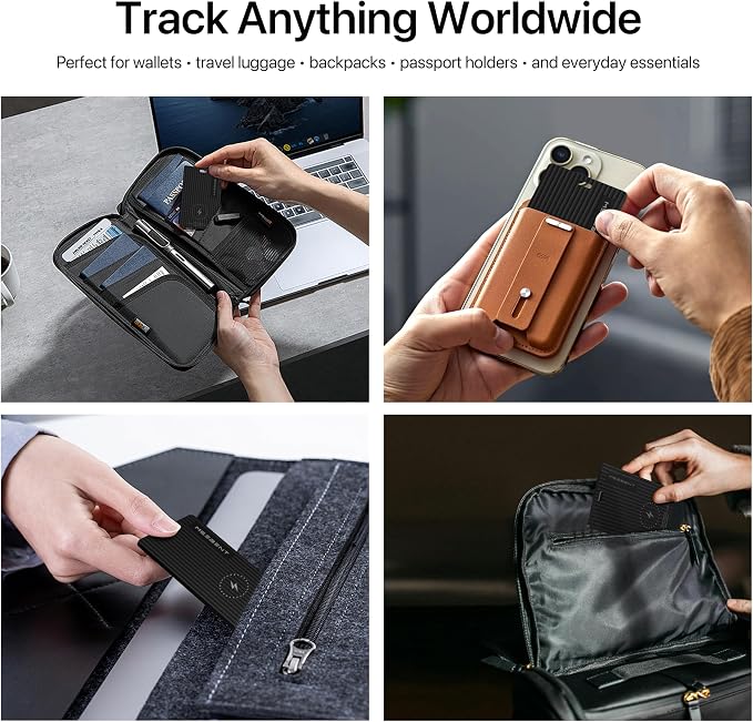 3 Pack Slim Wallet Tracker Card, [Apple MFi Certified], Wireless Rechargeable Bluetooth Finder, Credit Card Size Item Locator, IP67 Water Resistant Tracker for Keys, Bags, Passport, Travel, iOS Only