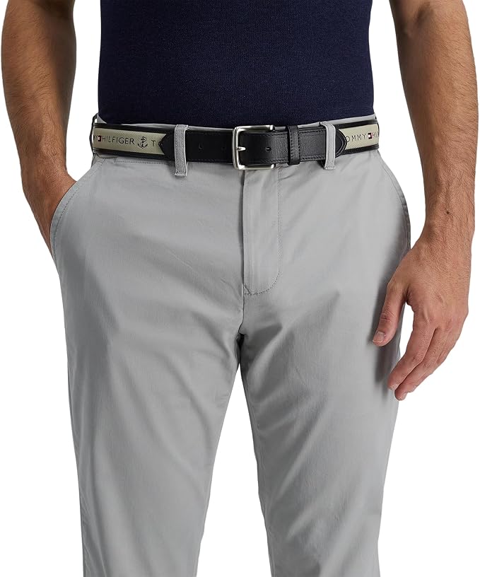 Tommy Hilfiger Men's Fabric Inlay Casual Belt With Classic Harness Buckle