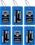 Luggage Tags Business Card Holder by TUFFTAAG - Flexible PVC Travel ID Bag Tag, Blue, 6 Pack