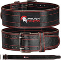 Dark Iron Fitness Genuine Leather Weightlifting Belt, 4 Inch Wide for Men Women with Double Prong Buckle Reinforced Stitching, Powerlifting Deadlift Squat Training Core Support Gym Strength Workout