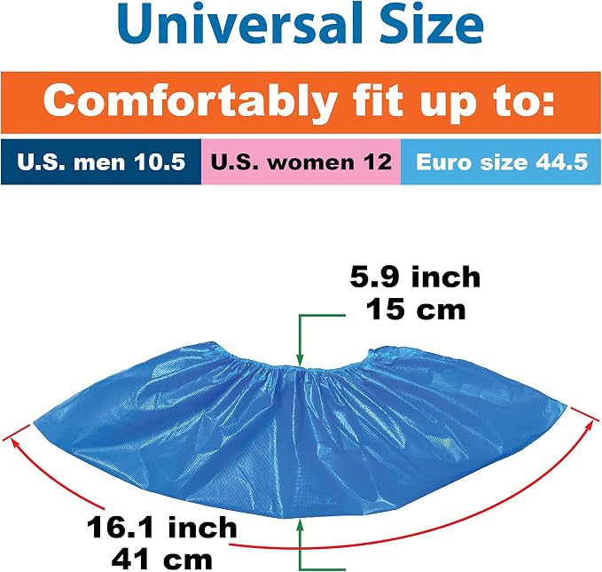 ProtectX Disposable Shoe & Boot Covers, 500-pack (250 pairs), Waterproof, Slip Resistant, Boot & Shoe Covers, Durable CPE plastic, Fits up to Men’s 10.5 US Size and Women’s 12 US Size Shoes