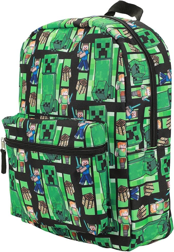 Bioworld Minecraft Creeper All-Over Print 18" Backpack