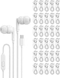Pearl 30-Pack USB C Headphones Wired, Type C Earbuds for iPhone 17 16 15 Pro Max Plus, iPad, Android, Individually Wrapped Bulk Wired Earbuds USB C No Microphone for School Classroom Lab, White
