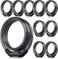 Hotop 10 Pcs 4 Feet Bike Lock Cable with Combination, Coiled Preset Bike Lock High Security 4 Digit Bicycle Locks Anti Theft Bikes Accessories Black Bicycle Cable Locks, 5/6 Inch Diameter