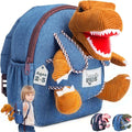 Naturally KIDS 【Upgraded】 Toddler Backpack with Detachable Dinosaur Toy for Boys | Side & Inner Pockets, Reflective Logo | Dinosaur Backpack for Kids 3-5
