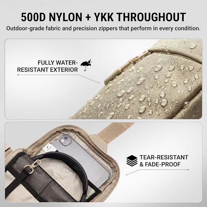 Travel Sling Bag for Men & Women - Small Water Resistant Crossbody Multipocket Chest Bag with Anti-Theft