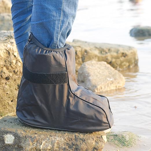 Walking Boot Cover for Medical Fracture Cast Black Short, Small | Water Resistant Slip Resistant Rubber Sole Easy On and Off Snug Fit